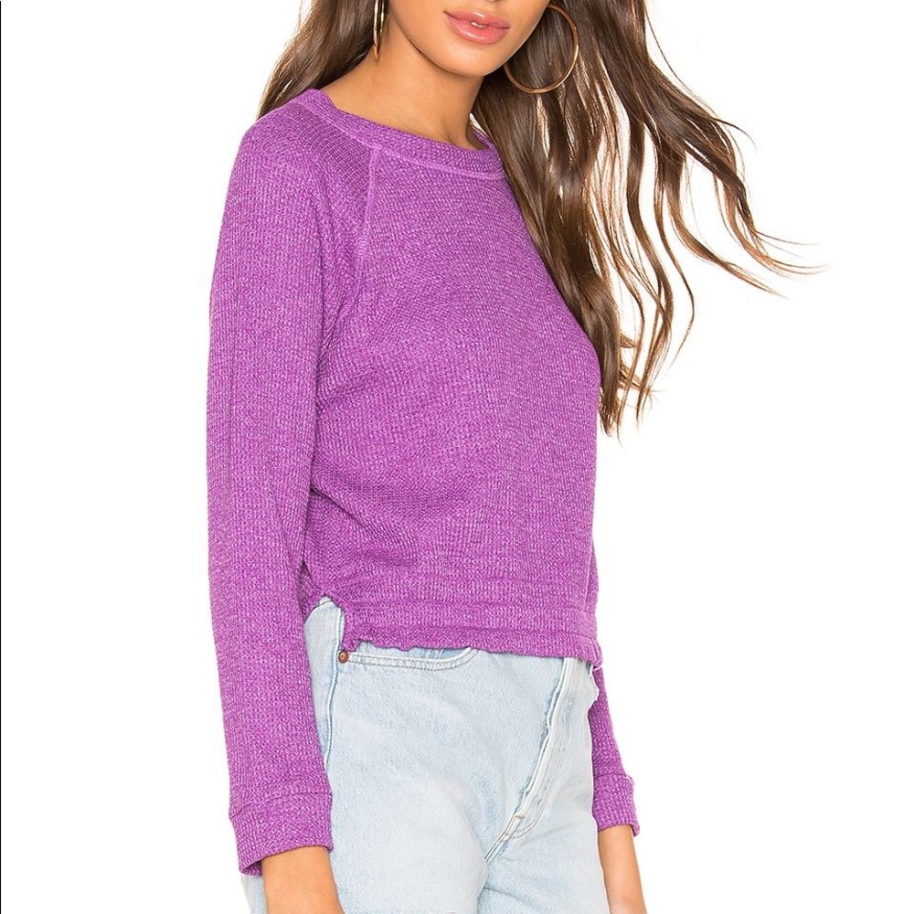 Monrow Thermal Raglan Tee in Orchid, Size Small - Picture 2 of 6